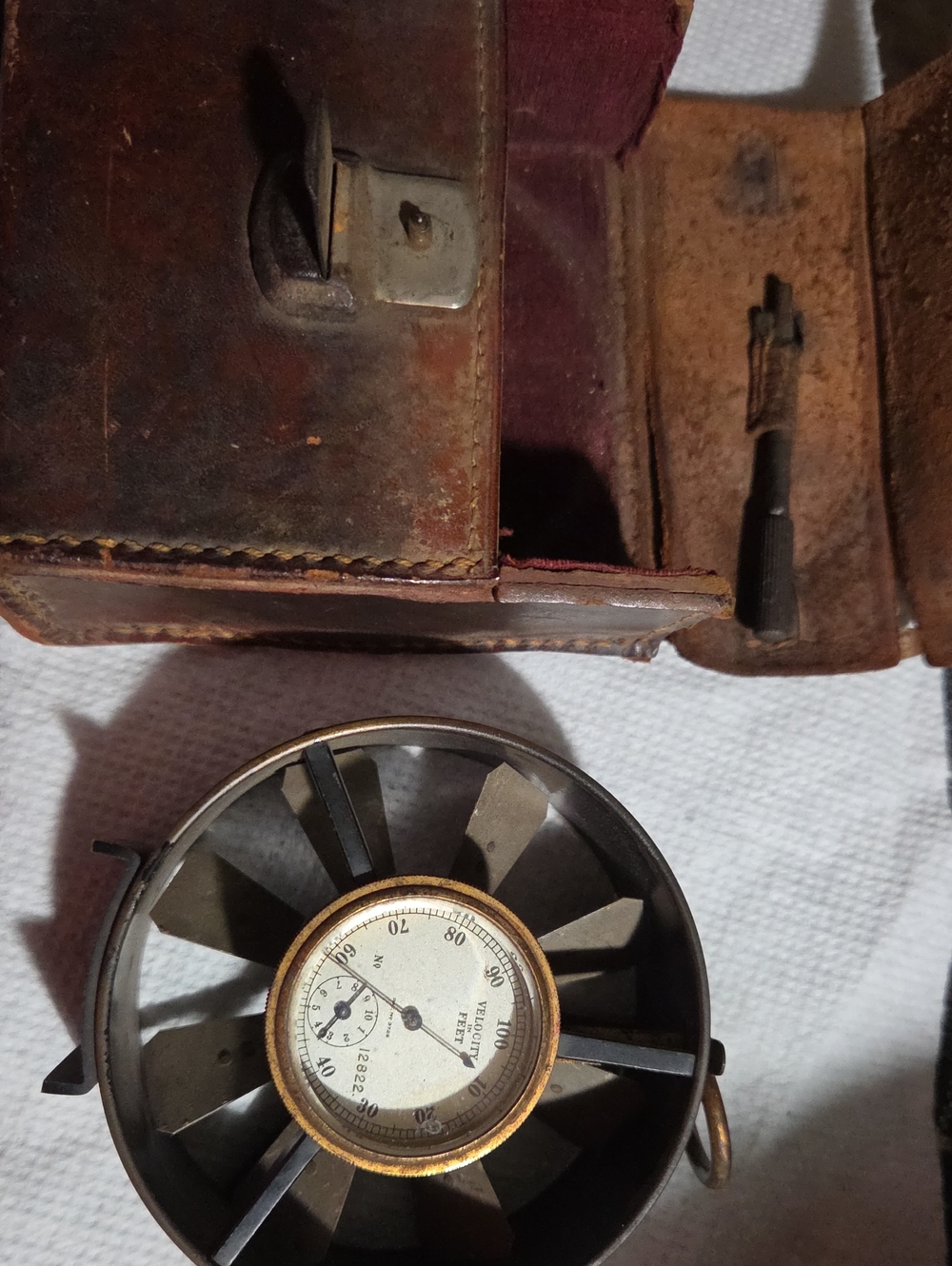 Velocity Brass Dial Pocket Anemometer with Black Blades